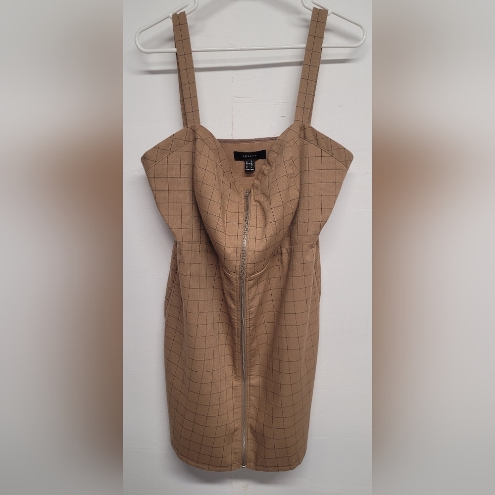 Forever 21 New Camel / Black Zip up Dress OX